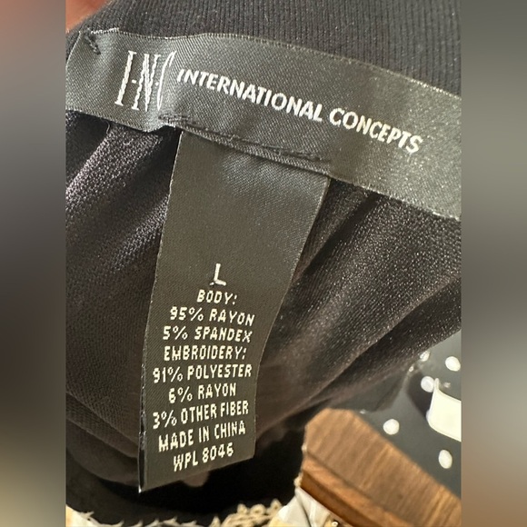 INC International Concepts Dress Size L Black Embroidered Boho  Shift - Picture 5 of 8